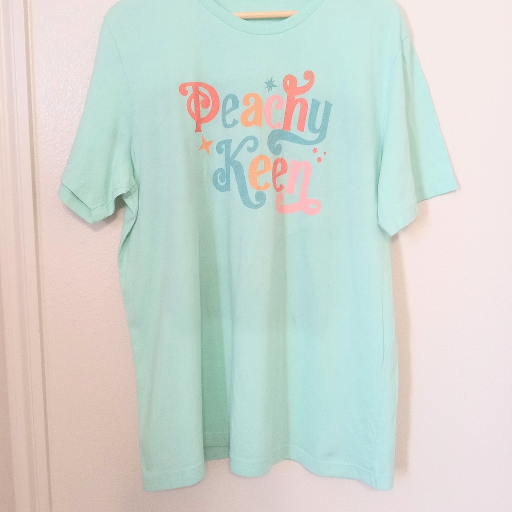 Peachy Keen 2X Short Sleeve Casual Graphic T-shirt Mint Green